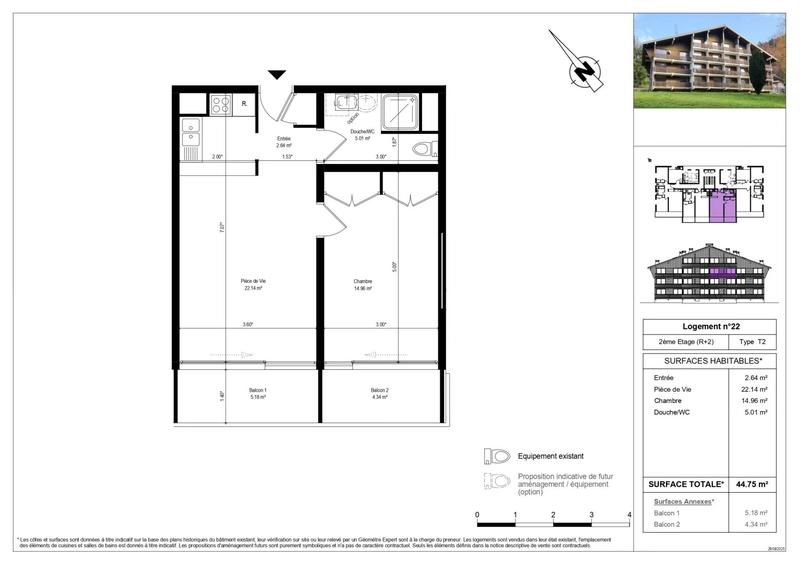 Appartement - 44 m² - 2 pièces