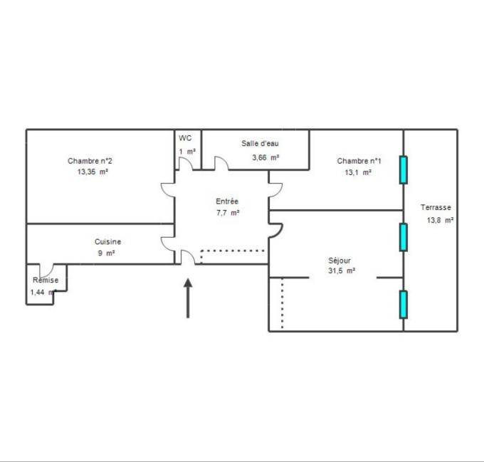 Appartement - 80 m² - 3 pièces