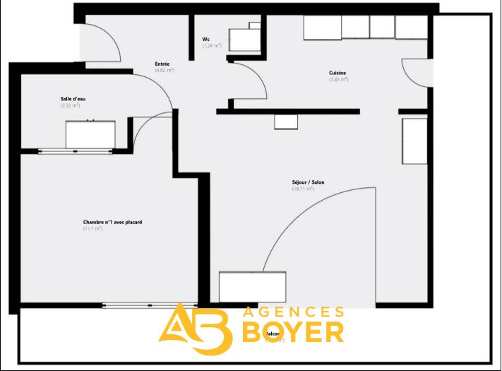 Appartement - 47 m² - 2 pièces