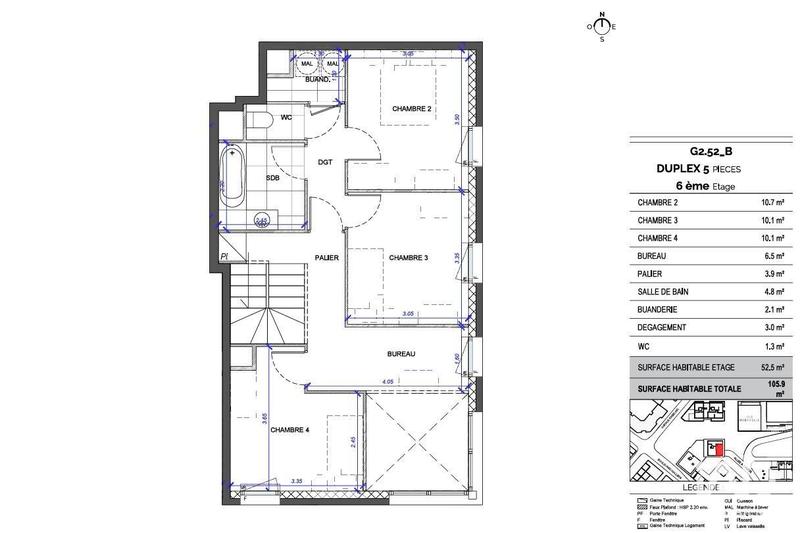 Duplex - 105 m² - 5 pièces