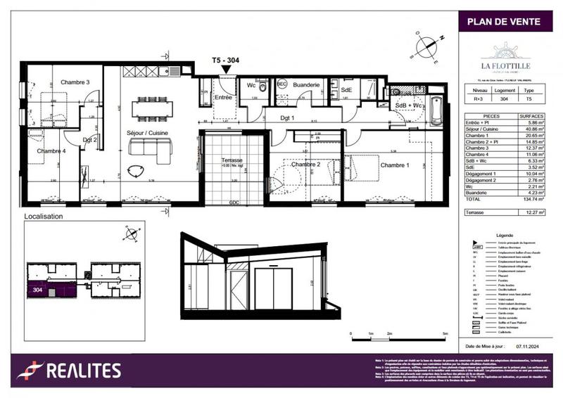 Appartement - 56 m² - 2 pièces
