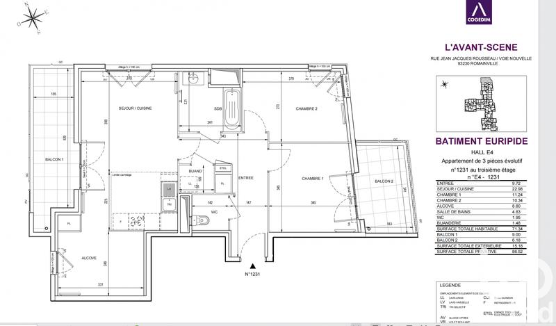 Appartement - 71 m² - 4 pièces