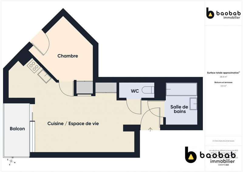 Appartement - 39 m² - 2 pièces