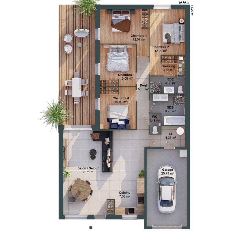 Maison - 115 m² - 6 pièces