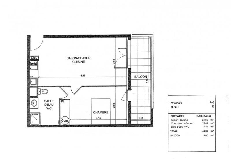 Appartement - 44 m² - 2 pièces
