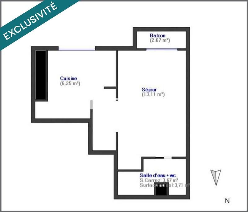 Appartement - 23 m² - 1 pièce