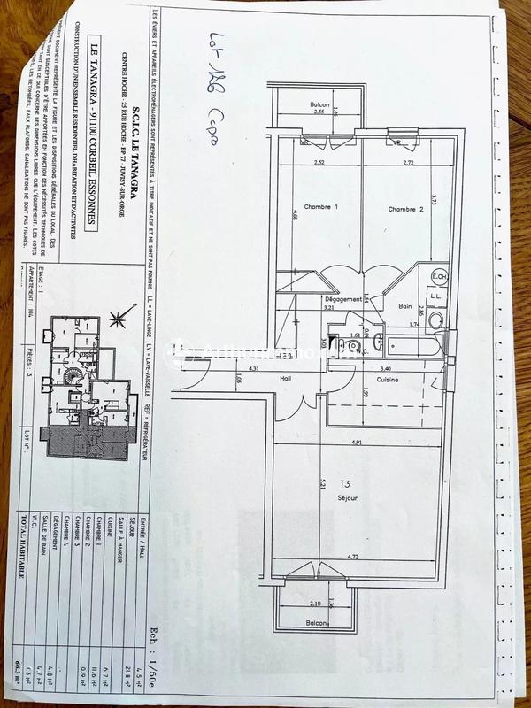 Appartement - 65 m² - 3 pièces