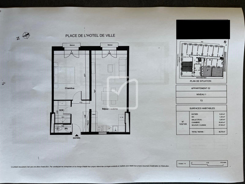 Appartement - 53 m² - 2 pièces