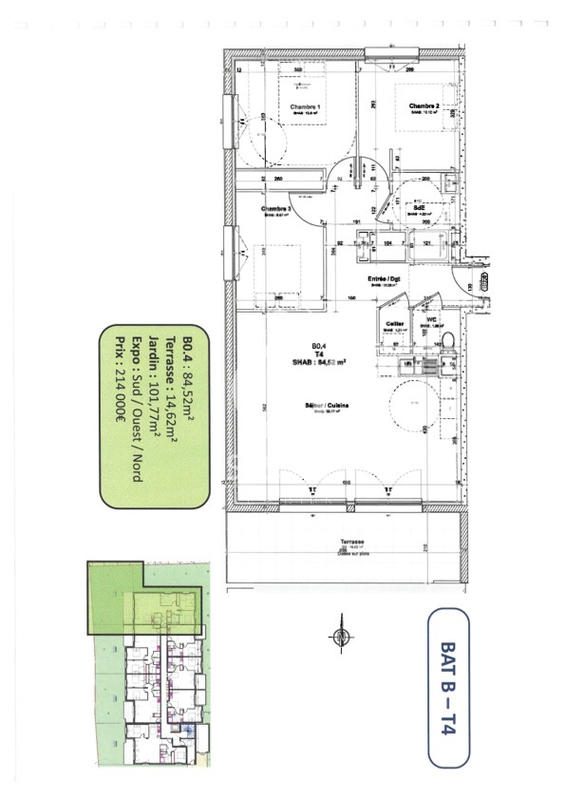 Appartement - 84 m² - 4 pièces