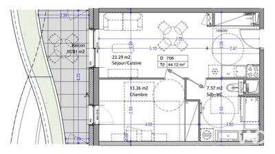 Appartement - 44 m² - 2 pièces