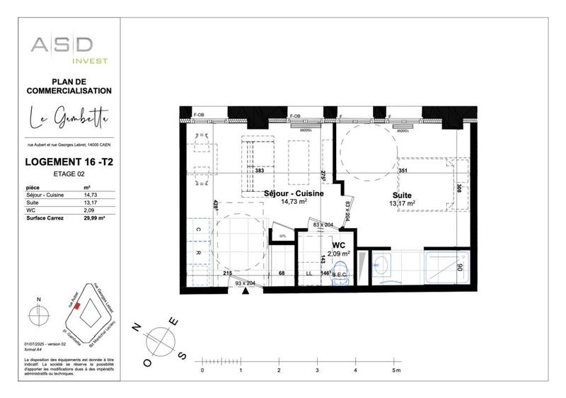 Appartement - 30 m² - 2 pièces