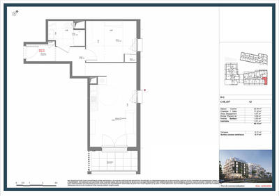 Appartement - 45 m² - 2 pièces