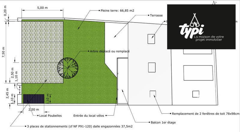 Appartement - 70 m² - 3 pièces
