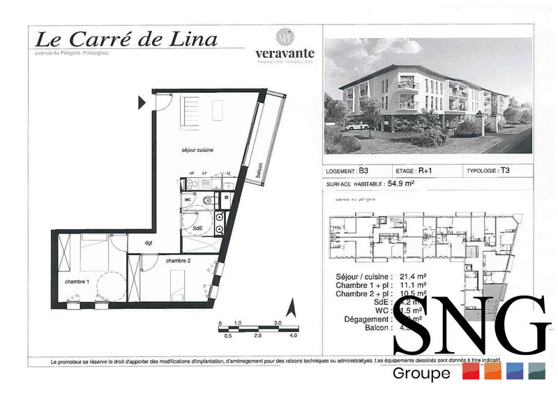 Appartement - 55 m² - 3 pièces