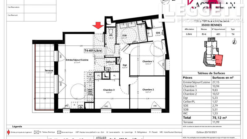 Appartement - 75 m² - 4 pièces