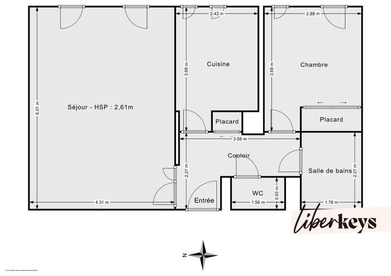 Appartement - 54 m² - 2 pièces