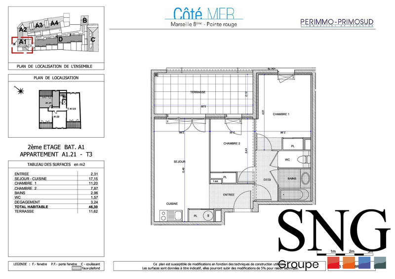 Appartement - 46 m² - 3 pièces