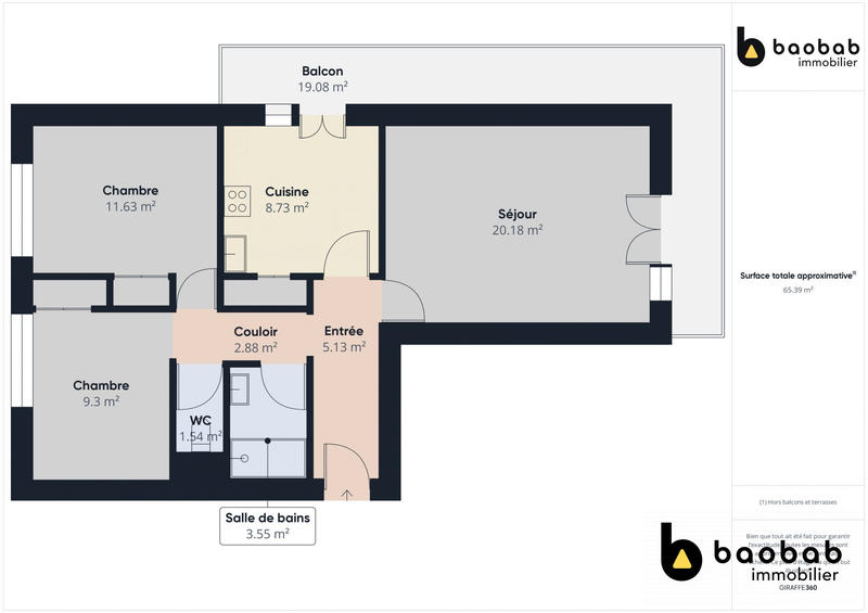 Appartement - 63 m² - 3 pièces