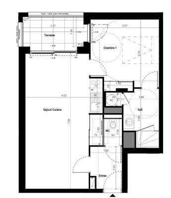 Appartement - 49 m² - 2 pièces