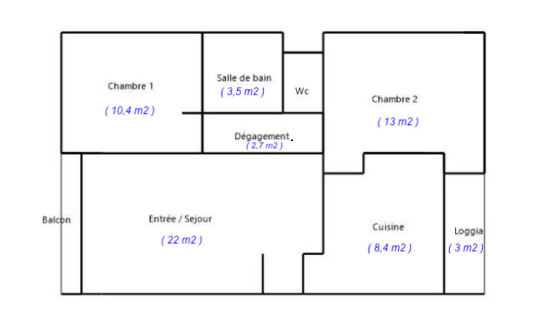 Appartement - 61 m² - 3 pièces