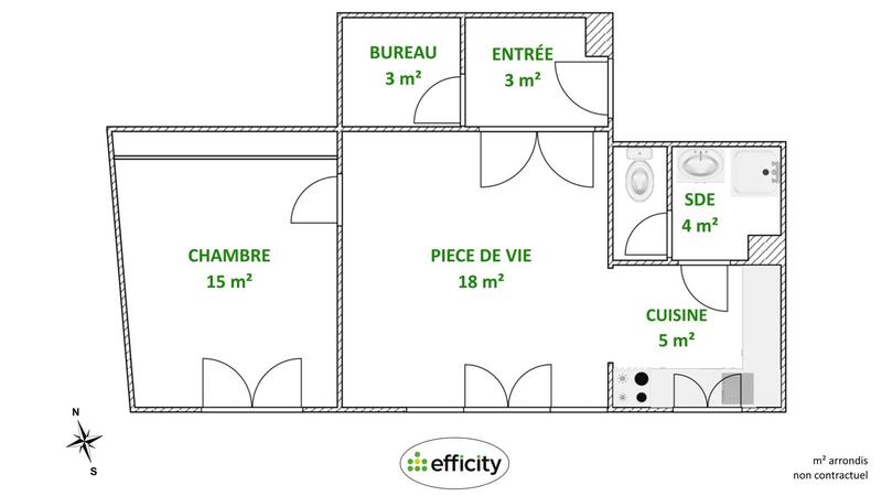 Appartement - 48 m² - 2 pièces