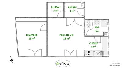 Appartement - 48 m² - 2 pièces