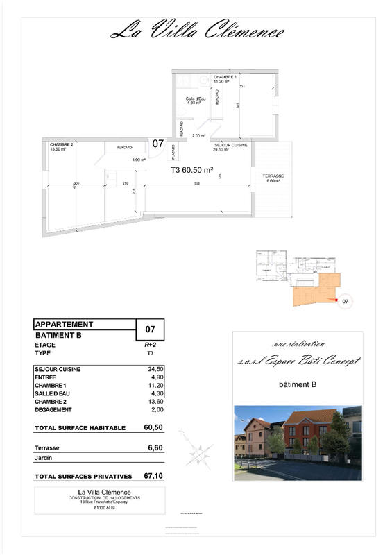 Appartement - 61 m² - 3 pièces