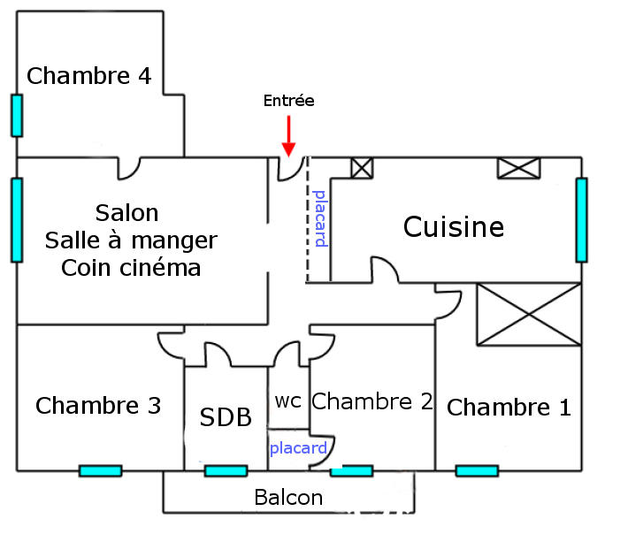 Chambre - 10 m² - 1 pièce