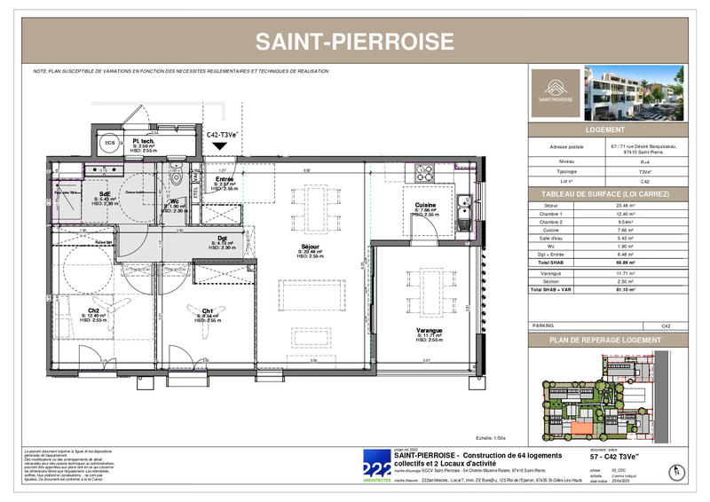 Appartement - 71 m² - 3 pièces