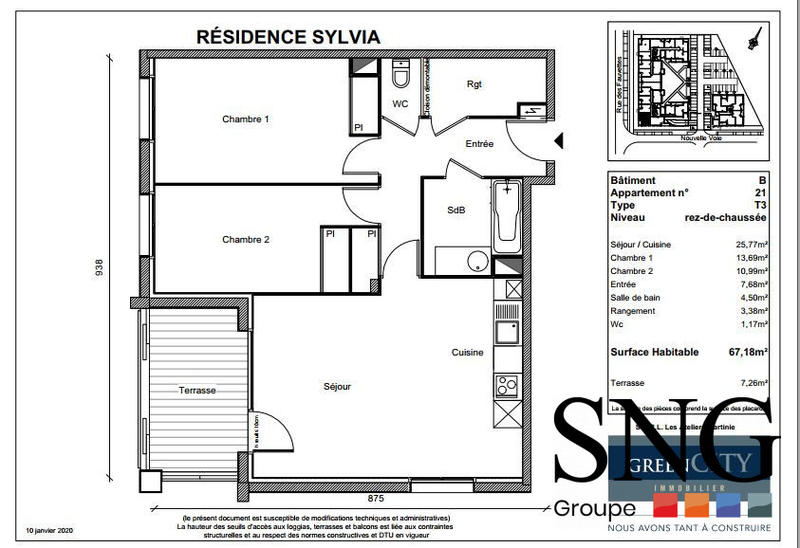 Appartement - 67 m² - 3 pièces