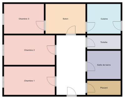 Chambre - 23 m² - 3 pièces