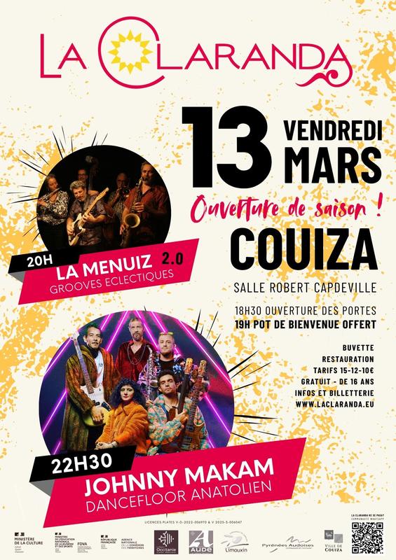 Vendredi 13 mars 2026 Couiza - Ouverture de Saison : la Menuiz + Johnny Makam