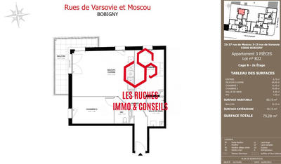 Appartement - 65 m² - 3 pièces