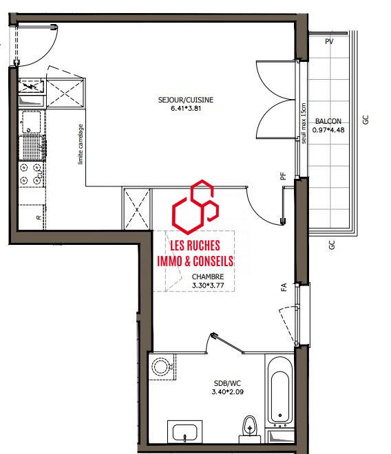 Appartement - 47 m² - 2 pièces