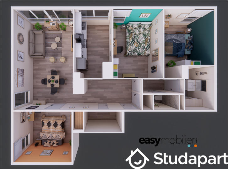 Chambre - 10 m² - 1 pièce