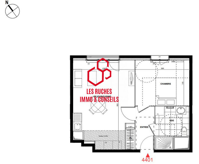 Appartement - 45 m² - 2 pièces