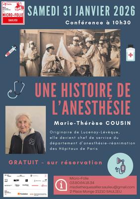 Conférence "Une histoire de l'anesthésie" par Marie-Thérèse Cousin à la Micro-Folie de Saulieu