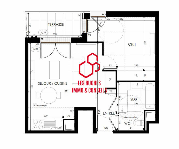 Appartement - 43 m² - 2 pièces