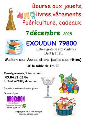 Vide grenier - bourse aux jouets, vêtements, livres, puériculture