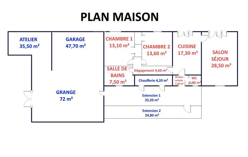 Maison - 90 m² - 3 pièces