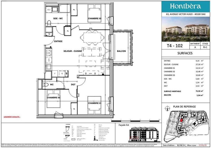 Appartement - 76 m² - 4 pièces