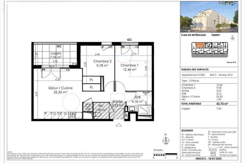 Appartement - 54 m² - 3 pièces
