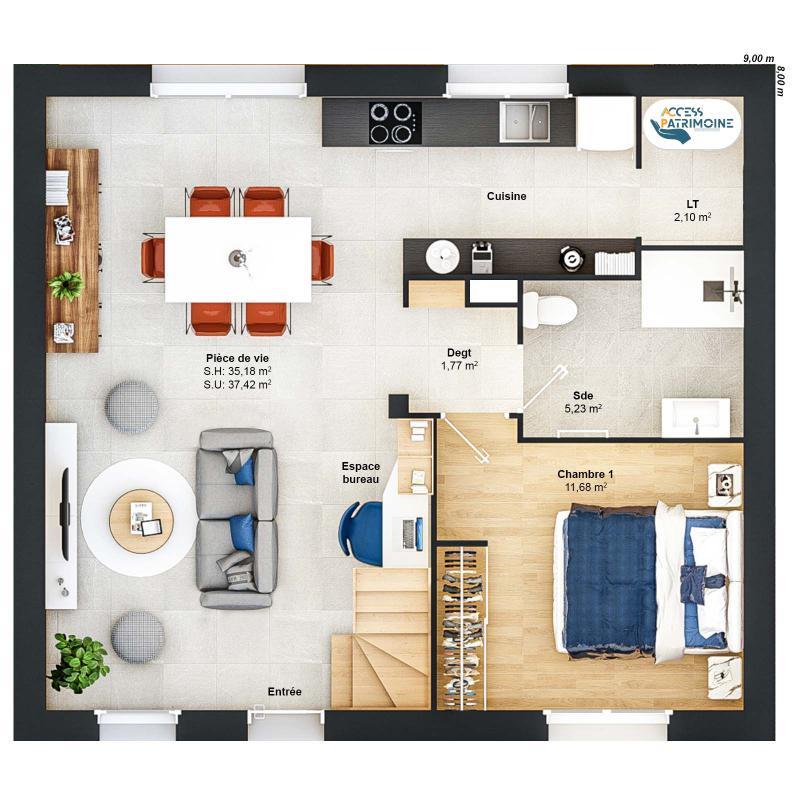 Maison - 93 m² - 6 pièces