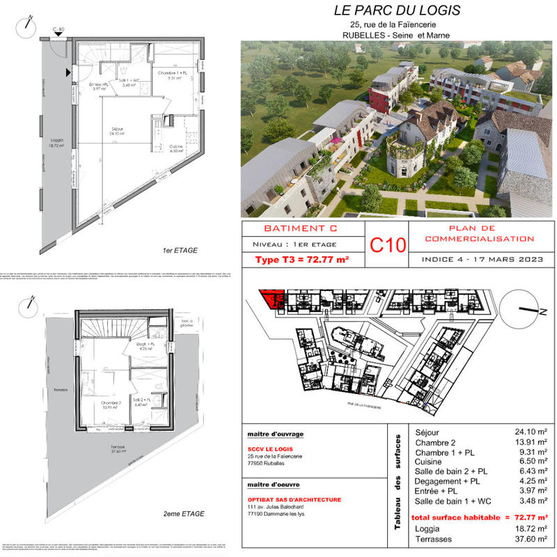 Appartement - 73 m² - 3 pièces