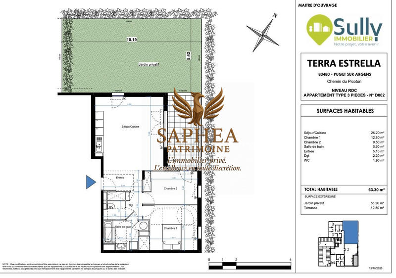 Appartement - 64 m² - 3 pièces