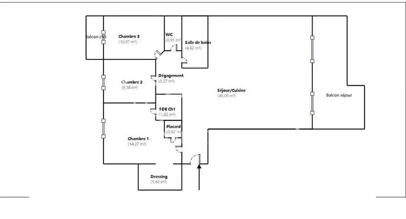 Appartement - 96 m² - 4 pièces