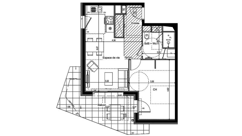 Appartement - 46 m² - 2 pièces