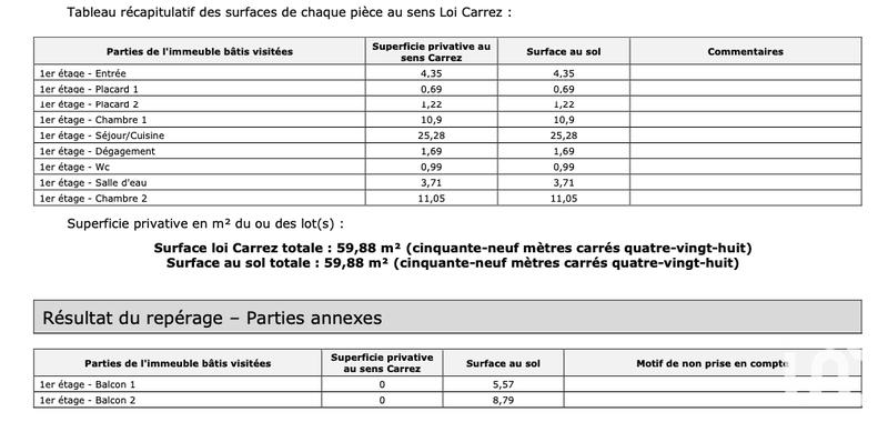 Appartement - 60 m² - 3 pièces