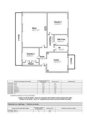 Appartement - 76 m² - 3 pièces