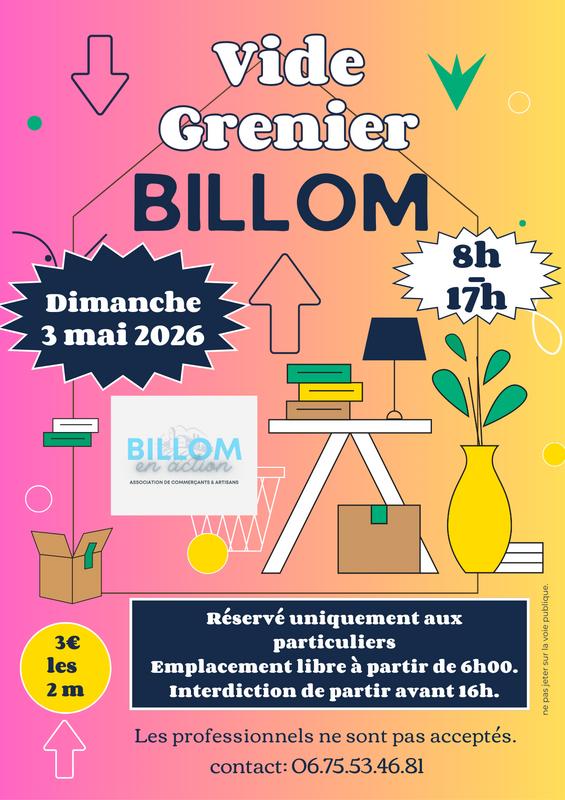 Vide grenier association des commerçants "billom en action"